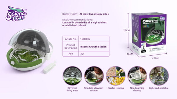 [อายุ 3+] กล่องเลี้ยงหนอนไหม แบบพกพา (Silkworm Growth Station) [Science Can] - Image 4