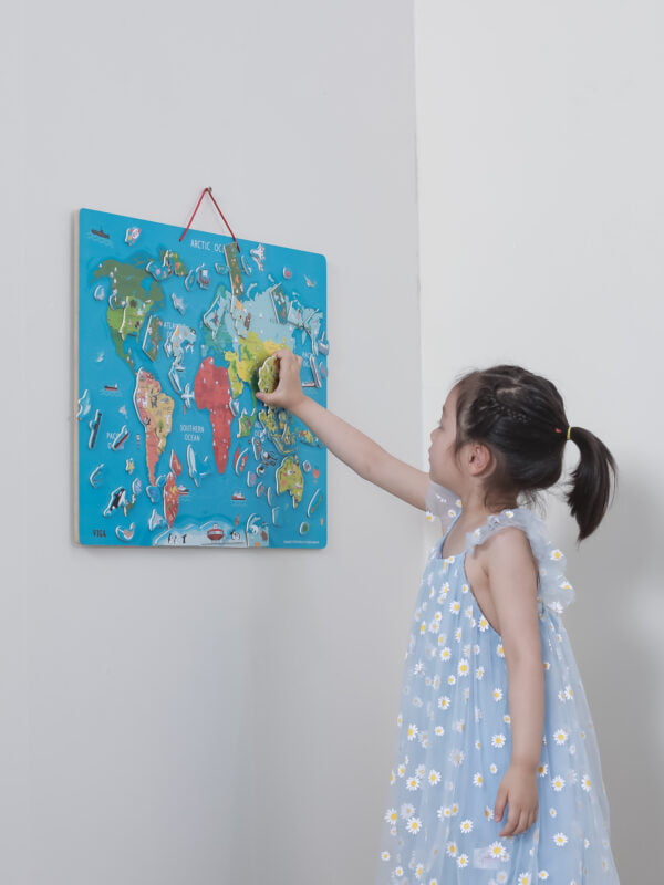 [อายุ 3+] ปริศนาโลกแม่เหล็กกระดานวาดลบได้ (Magetic World Puzzle+Dry Erase Board) [Viga] - Image 8