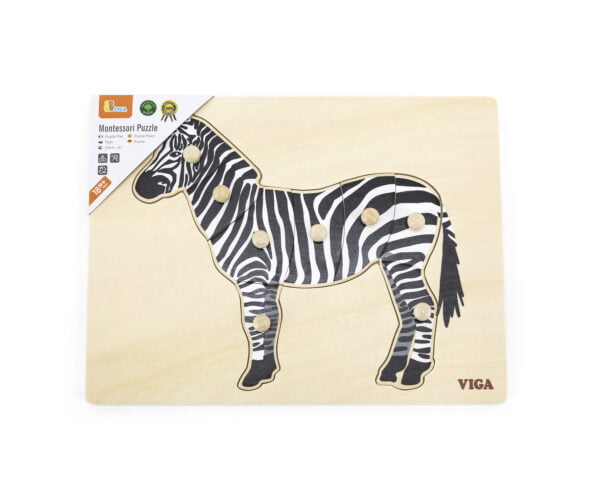 [อายุ 18เดือน+] จิ๊กซอว์ปริศนามอนเตสซอรี่ รูปม้าลาย (Montessori Puzzle : Zebra) [Viga]