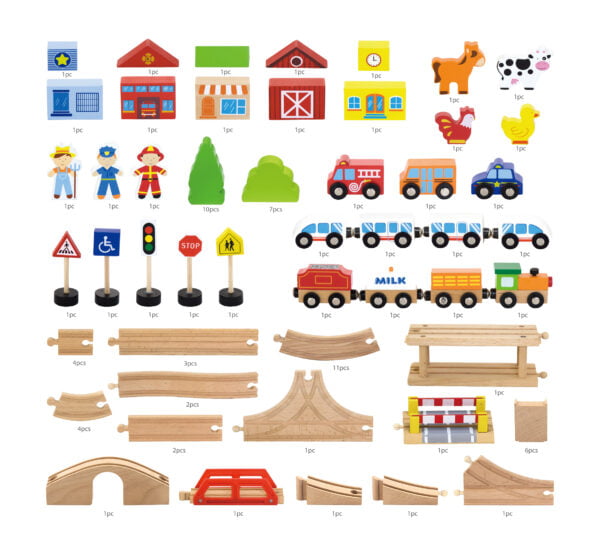[อายุ 3+] ชุดผจญภัยรถไฟแสนสนุก เซต 90 ชิ้น (Train Set : 90 pcs) [Viga] - Image 8