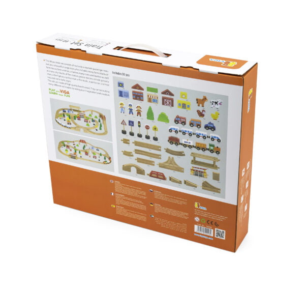 [อายุ 3+] ชุดผจญภัยรถไฟแสนสนุก เซต 90 ชิ้น (Train Set : 90 pcs) [Viga] - Image 2