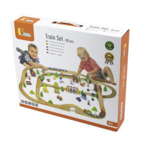 [อายุ 3+] ชุดผจญภัยรถไฟแสนสนุก เซต 90 ชิ้น (Train Set : 90 pcs) [Viga]