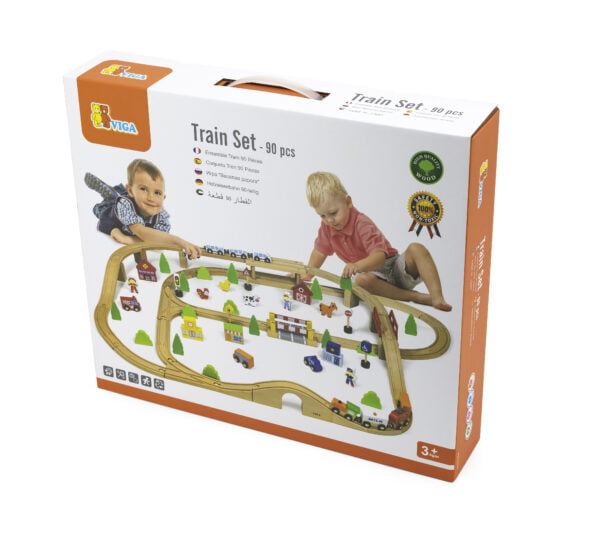 [อายุ 3+] ชุดผจญภัยรถไฟแสนสนุก เซต 90 ชิ้น (Train Set : 90 pcs) [Viga]