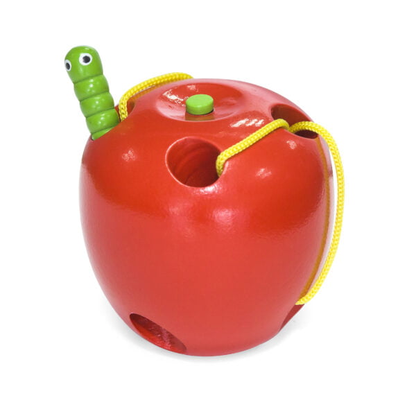 [อายุ 3+] ชุดฝึกร้อยเชือกหนอนกินแอปเปิล (Wooden : Threading Apple) [Viga] - Image 3
