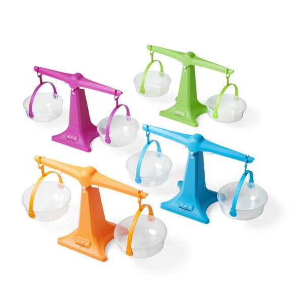 [อายุ 3+] ตาชั่งสองแขนถาดก้นแบนหลากสี เซต 4 ชิ้น พร้อมชุดเก็บ (Nestable Pan Balance Set of 4) [Hand2Mind] - Image 3