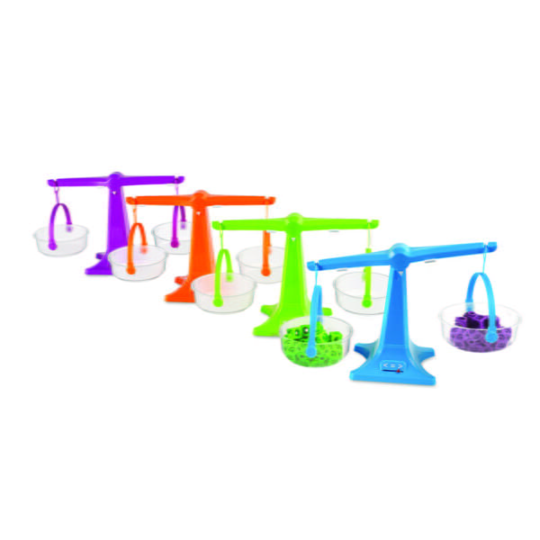 [อายุ 3+] ตาชั่งสองแขนถาดก้นแบนหลากสี เซต 4 ชิ้น พร้อมชุดเก็บ (Nestable Pan Balance Set of 4) [Hand2Mind] - Image 2