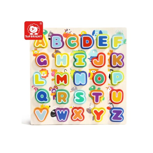 ภาพตัดต่อชิ้นหนาอักษรภาษาอังกฤษพร้อมภาพสัตว์ (Animals&Alphabet Puzzle) [Top Bright]