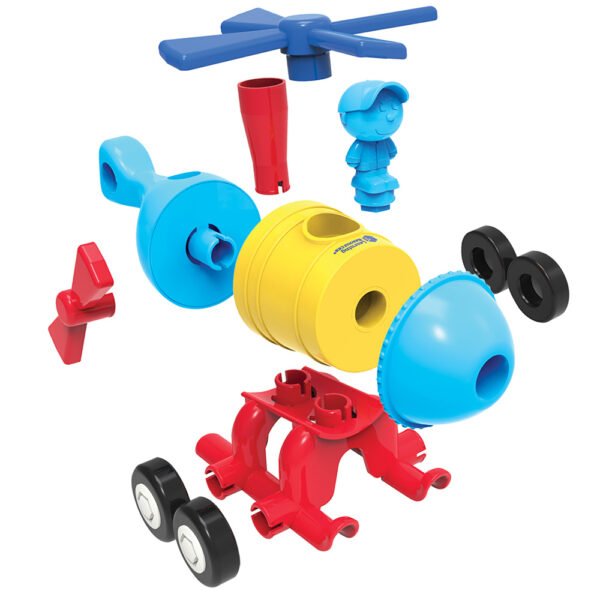 [อายุ 2+] ชุดประกอบแปลงร่างจรวด รถไฟ และเฮลิคอปเตอร์ (1-2-3 BUILD IT ROCKET-TRAIN-HELICOPTER) [Learning Resources] - Image 3