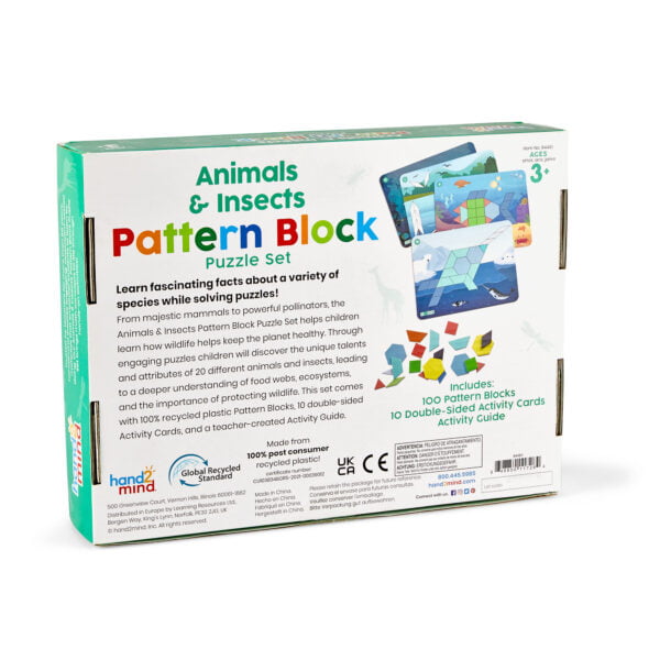 [อายุ 3+] ชุดเกมบล็อกรูปปริศนาสัตว์และแมลง (Animals & Insects : Pattern Block) [Hand2Mind] - Image 3