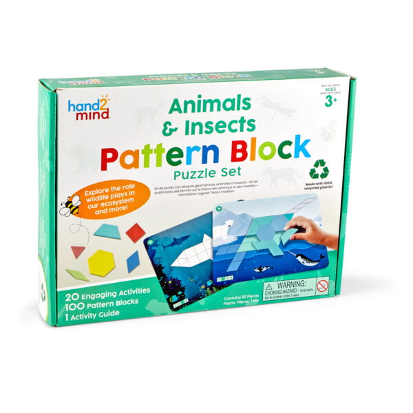 [อายุ 3+] ชุดเกมบล็อกรูปปริศนาสัตว์และแมลง (Animals & Insects : Pattern Block) [Hand2Mind]