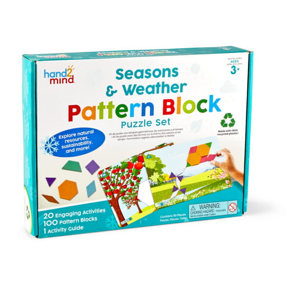 [อายุ 3+] ชุดเกมบล็อกรูปปริศนาฤดูกาลและสภาพอากาศ (Seasons & Weather : Pattern Block) [Hand2Mind]