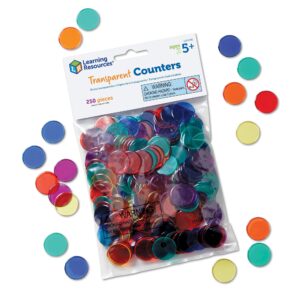 [อายุ 5+] แผ่นนับใสคณิตคิดสนุก 250 ชิ้น (TRANSPARENT COUNTERS 3/4 IN 250 PCS) [Learning Resources]