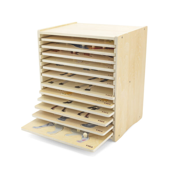 ชุดภาพตัดต่อปริศนารูปสัตว์มอนเตสซอรี่ 12 แบบพร้อมชั้นวาง (Montessori Puzzle 12pcs Set with Storage shelf) [Viga] - Image 2