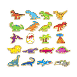 [อายุ 2+] ชุดไดโนเสาร์ไม้แถบแม่เหล็กหลากหลายสีสัน จำนวน 20 ชิ้น (Magnetic Dinosuars : 20pcs) [Viga]