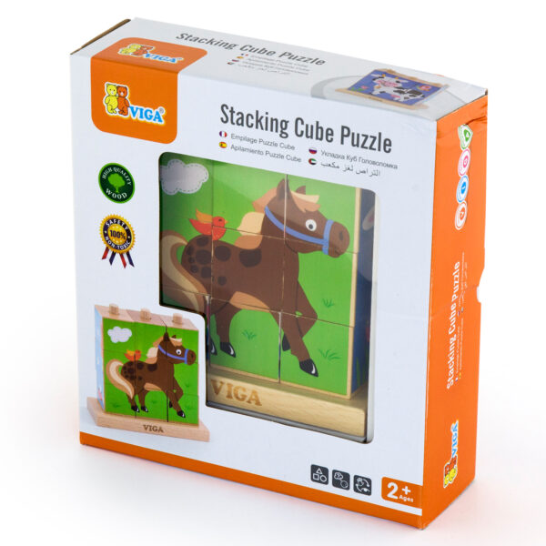 [อายุ 2+] ชุดลูกเต๋าภาพสัตว์ในฟาร์มปริศนา 9 ชิ้น (Stacking Cube Puzzle : Farm Animals) [Viga] - Image 10