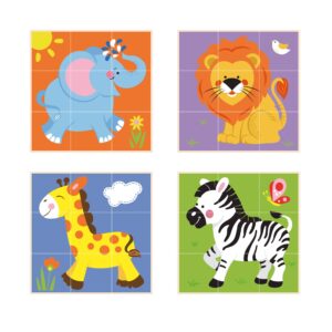 [อายุ 2+] ชุดลูกเต๋าภาพสัตว์ในฟาร์มปริศนา 9 ชิ้น (Stacking Cube Puzzle : Farm Animals) [Viga]
