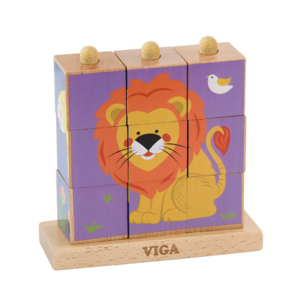 [อายุ 2+] ชุดลูกเต๋าภาพสัตว์ในฟาร์มปริศนา 9 ชิ้น (Stacking Cube Puzzle : Farm Animals) [Viga] - Image 5
