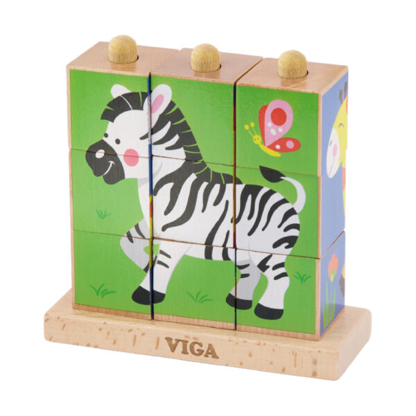 [อายุ 2+] ชุดลูกเต๋าภาพสัตว์ในฟาร์มปริศนา 9 ชิ้น (Stacking Cube Puzzle : Farm Animals) [Viga] - Image 3