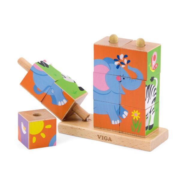 [อายุ 2+] ชุดลูกเต๋าภาพสัตว์ในฟาร์มปริศนา 9 ชิ้น (Stacking Cube Puzzle : Farm Animals) [Viga] - Image 4