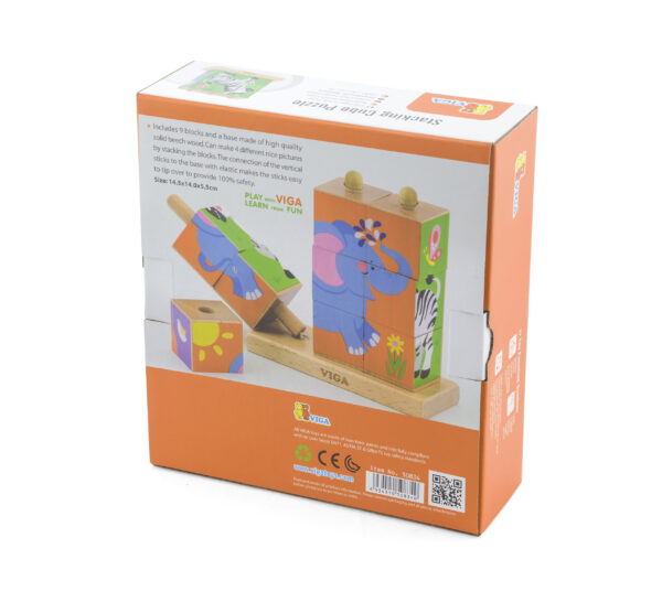 [อายุ 2+] ชุดลูกเต๋าภาพสัตว์ในฟาร์มปริศนา 9 ชิ้น (Stacking Cube Puzzle : Farm Animals) [Viga] - Image 6