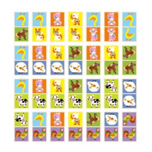 [อายุ 3+] ชุดเกมโดมิโนไม้สัตว์ในฟาร์ม 28 ชิ้น (Dominoes : Farm Animals) [Viga]