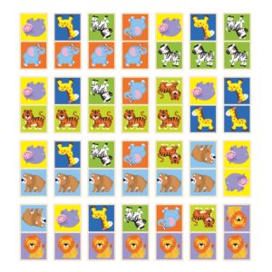 [อายุ 3+] ชุดเกมโดมิโนไม้สัตว์ป่า 28 ชิ้น (Dominoes : Wild Animals) [Viga]
