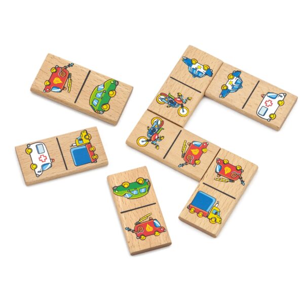 [อายุ 3+] ชุดเกมโดมิโนไม้ยวดยานพาหนะ 28 ชิ้น (Dominoes : Vehicles) [Viga] - Image 3