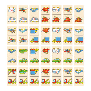 [อายุ 3+] ชุดเกมโดมิโนไม้ยวดยานพาหนะ 28 ชิ้น (Dominoes : Vehicles) [Viga]