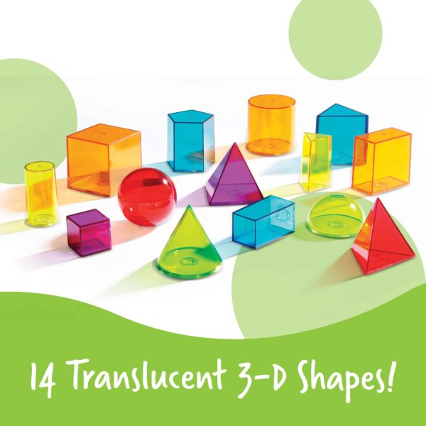 [อายุ 8+] รูปทรงเรขาคณิตโปร่งใส 14 สี (VIEW-THRU GEOMETRIC SOLIDS 14-COLORED) [Learning Resources] - Image 3