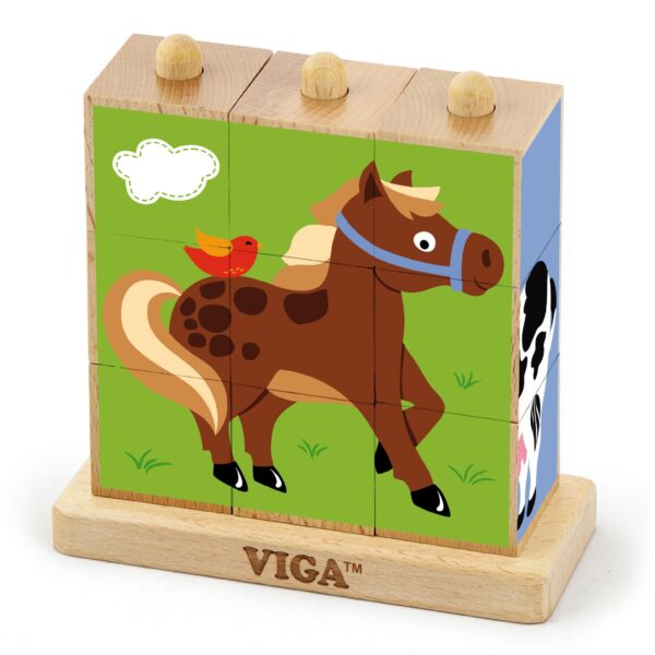 [อายุ 2+] ชุดลูกเต๋าภาพสัตว์ในฟาร์มปริศนา 9 ชิ้น (Stacking Cube Puzzle : Farm Animals) [Viga] - Image 12