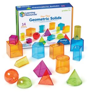 [อายุ 8+] รูปทรงเรขาคณิตโปร่งใส 14 สี (VIEW-THRU GEOMETRIC SOLIDS 14-COLORED) [Learning Resources]